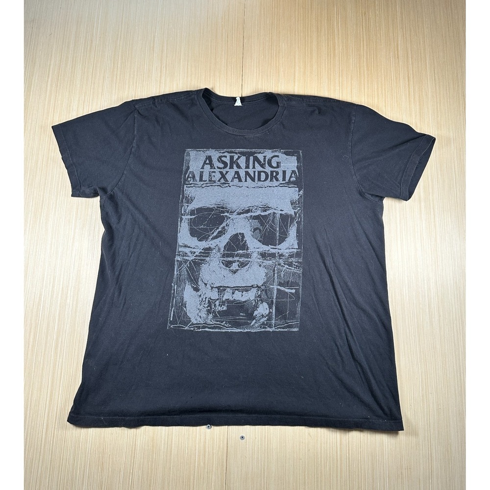 Asking Alexandria T Shirt Mens 2XL Black Skull Graphic Print Cotton Streetwear